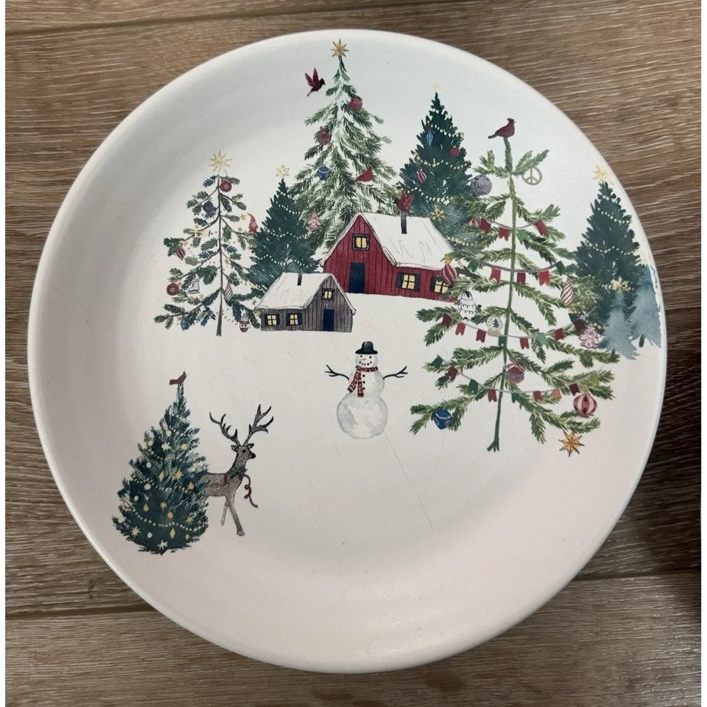 Pottery Barn Christmas in the Country Salad Plates Set 4 9